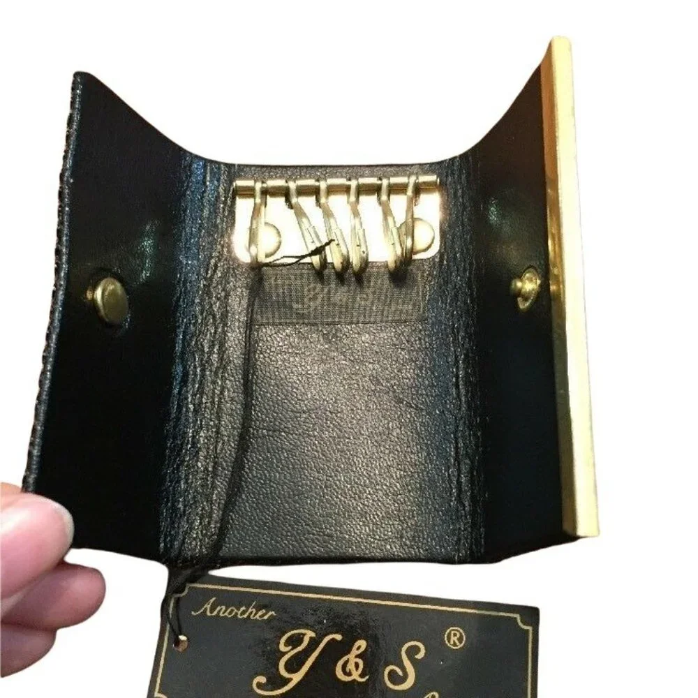 Vintage Y2K Black Sequin Mesh Trifold Key Holder Made USA‎ Y&S NWT Evening Glam